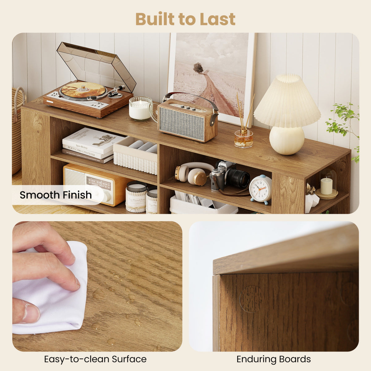 Console Storage Entertainment Media Wood TV Stand