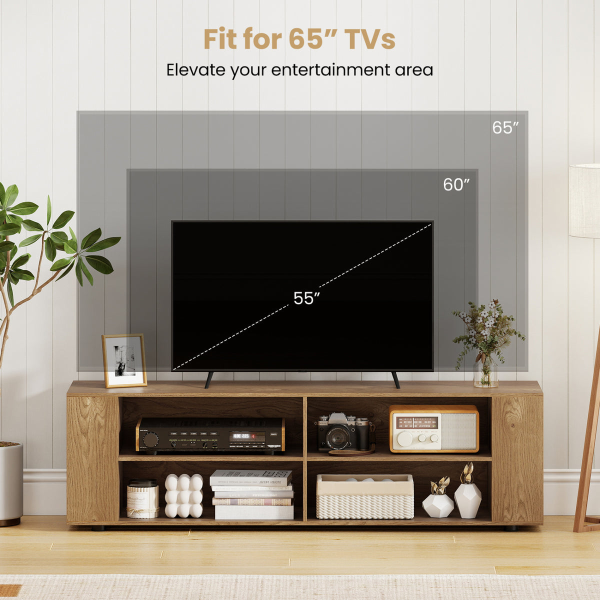 Console Storage Entertainment Media Wood TV Stand