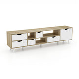 TV Stand for TVs up to 65" Television Cabinet w/ 5 Drawers & 3 Open Shelves-Oak