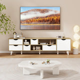 TV Stand for TVs up to 65" Television Cabinet w/ 5 Drawers & 3 Open Shelves-Oak