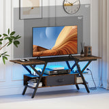 TV Stand for 65 Inch TVs with Power Outlets and LED Lights