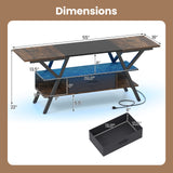 TV Stand for 65 Inch TVs with Power Outlets and LED Lights