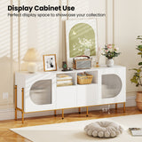 TV Stand for 70 Inch TV with Power Outlets Drawers and Open Shelves-White