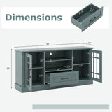 TV Stand for TVs up to 70  with Glass Doors Cubbies and Drawer