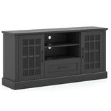 TV Stand for TVs up to 70  with Glass Doors Cubbies and Drawer