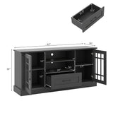TV Stand for TVs up to 70  with Glass Doors Cubbies and Drawer