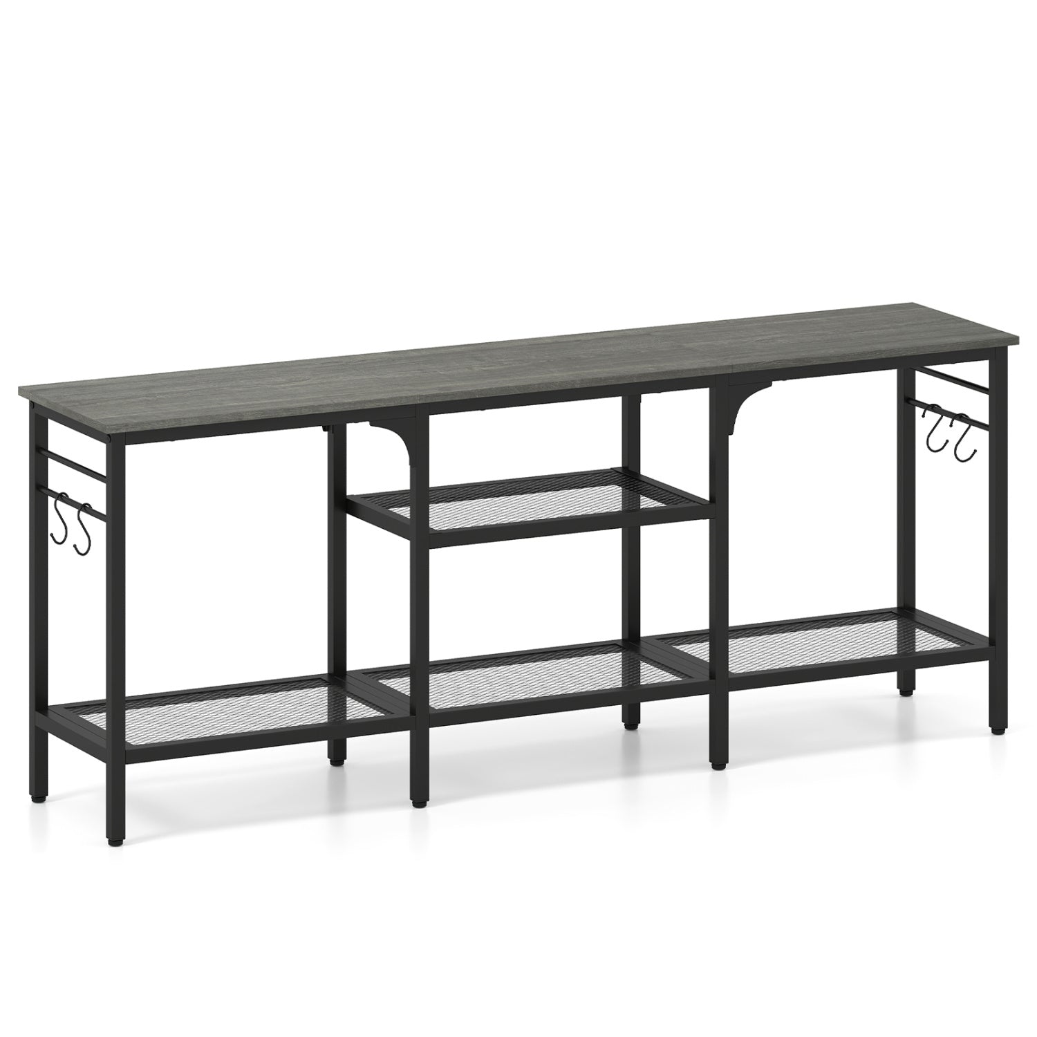 TV Stand for TVs up to 65 Inch with 3-Tier Open Shelves and 4 Hooks