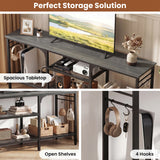 TV Stand for TVs up to 65 Inch with 3-Tier Open Shelves and 4 Hooks