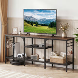 TV Stand for TVs up to 65 Inch with 3-Tier Open Shelves and 4 Hooks