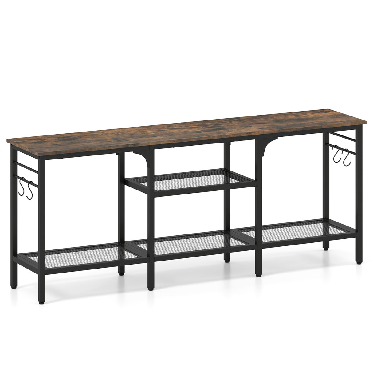 TV Stand for TVs up to 65 Inch with 3-Tier Open Shelves and 4 Hooks