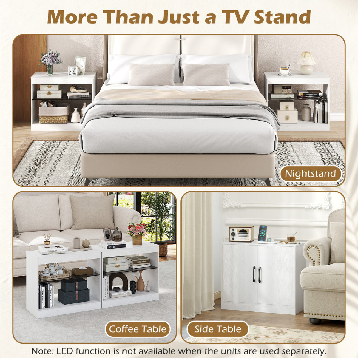 TV Stand for TVs up to 85 Inches LED Entertainment Center with Power Outlets