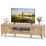 TV Stand with 2 Cabinets and Storage Drawer for 65 Inches TVs-Oak