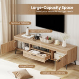 TV Stand with 2 Cabinets and Storage Drawer for 65 Inches TVs-Oak