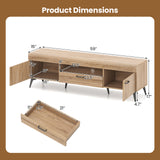 TV Stand with 2 Cabinets and Storage Drawer for 65 Inches TVs-Oak