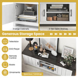 TV Stand with 2 Cabinets and Open Shelves for TVs up to 65 Inch