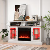 TV Stand with Electric Fireplace LED Lights and Remote Controls for TVs Up to 40 Inch