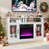 TV Stand with Electric Fireplace LED Lights and Remote Controls for TVs Up to 40 Inch
