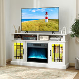 TV Stand with Electric Fireplace LED Lights and Remote Controls for TVs Up to 40 Inch