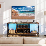 TV Stand with LED Lights for 65 Inch TV Entertainment Center with Power Outlets