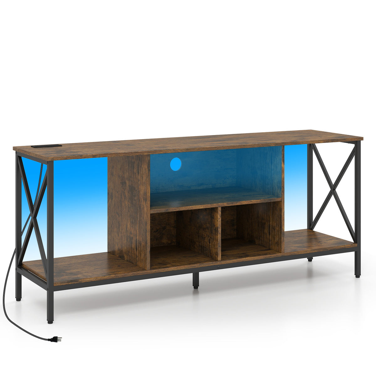 TV Stand with LED Lights for 65 Inch TV Entertainment Center with Power Outlets