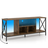 TV Stand with LED Lights for 65 Inch TV Entertainment Center with Power Outlets