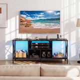 TV Stand with LED Lights for 65 Inch TV Entertainment Center with Power Outlets