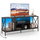 TV Stand with LED Lights for 65 Inch TV Entertainment Center with Power Outlets