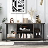 3-Tier TV Stand with Power Outlet USB and Adjustable Shelf-Gray