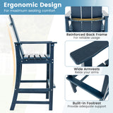 Tall Adirondack Chair Outdoor Bar Stool with Ergonomic Backrest for Backyard