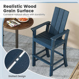 Tall Adirondack Chair Outdoor Bar Stool with Ergonomic Backrest for Backyard