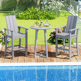 Tall Adirondack Chair Outdoor Bar Stool with Ergonomic Backrest for Backyard