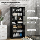 Tall Bathroom Cabinet Large Floor Storage Cabinet with Acrylic Doors and 3 Cubes