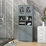 Tall Bathroom Cabinet Large Floor Storage Cabinet with Acrylic Doors and 3 Cubes