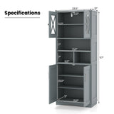 Tall Bathroom Cabinet Large Floor Storage Cabinet with Acrylic Doors and 3 Cubes