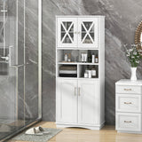 Tall Bathroom Cabinet Large Floor Storage Cabinet with Acrylic Doors and 3 Cubes