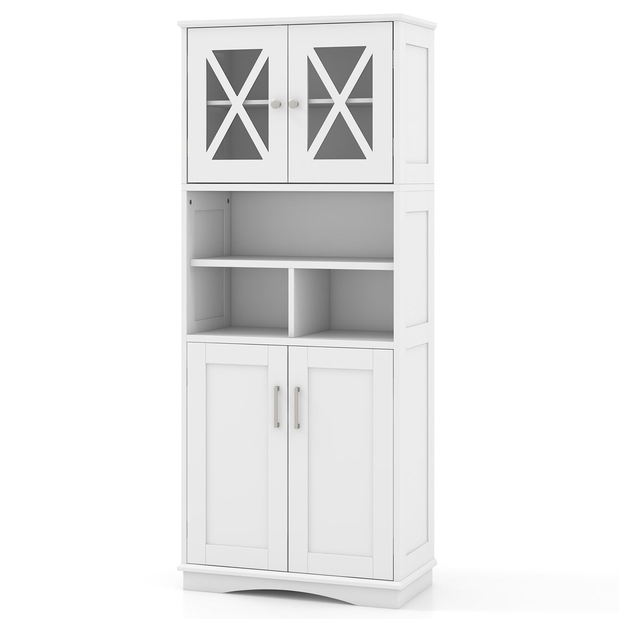 Tall Bathroom Cabinet Large Floor Storage Cabinet with Acrylic Doors and 3 Cubes