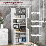 Tall Bathroom Cabinet Large Floor Storage Cabinet with Acrylic Doors and 3 Cubes