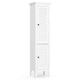 Tall Bathroom Floor Cabinet with Shutter Doors and Adjustable Shelf