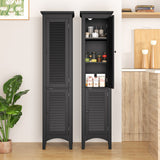 Tall Bathroom Floor Cabinet with Shutter Doors and Adjustable Shelf