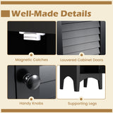 Tall Bathroom Floor Cabinet with Shutter Doors and Adjustable Shelf