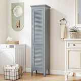 Tall Bathroom Floor Cabinet with Shutter Doors and Adjustable Shelf