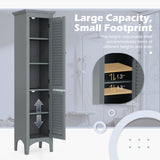 Tall Bathroom Floor Cabinet with Shutter Doors and Adjustable Shelf