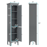 Tall Bathroom Floor Cabinet with Shutter Doors and Adjustable Shelf