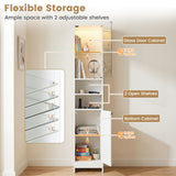 Tall Bathroom Storage Cabinet with LED Lights and Adjustable Shelves-White