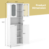 64.5 Inches Tall Bathroom Storage Cabinet with Frost Glass Doors and Shelves