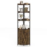 Tall Corner Storage Cabinet with 3-Tier Shelf and Enclosed Cabinet