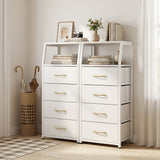Tall Dresser with 4 Fabric Drawers and Metal Frame for Bedroom
