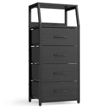 Tall Dresser with 4 Fabric Drawers and Metal Frame for Bedroom