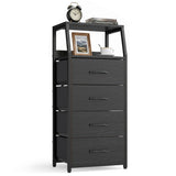 Tall Dresser with 4 Fabric Drawers and Metal Frame for Bedroom