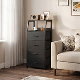 Tall Dresser with 4 Fabric Drawers and Metal Frame for Bedroom